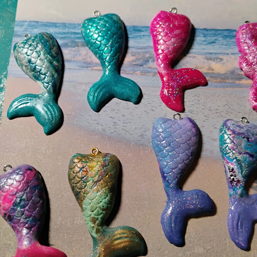 Colorful Mermaid Tails And Ocean Theme 2 Cup Scoops. Free Charm